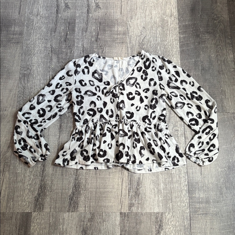 Altar'd State long sleeve black and white cheetah print top